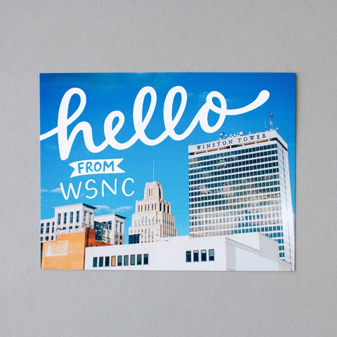 Hello from WSNC. Winston-Salem postcard by Em Dash Paper Co.