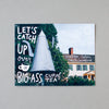 Funny Winston-Salem postcard by Em Dash Paper Co. Let's catch up over a big-ass cup of tea.